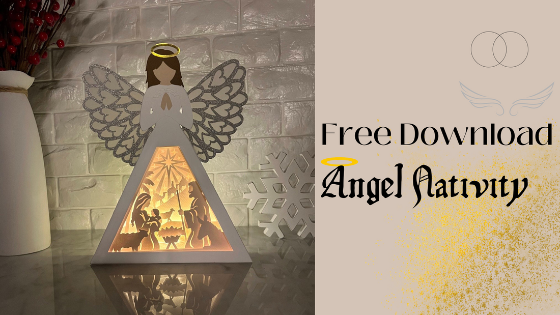 Free Templates - Paper Cut Light Box Angel Nativity  - Cricut File - GomArtCraft