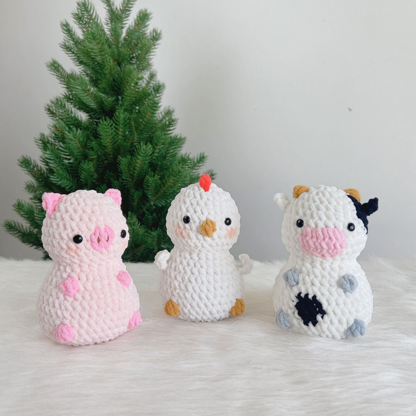 No sew 6in1 Chubby Farm Animals Crochet Pattern Bundle, Dog Sheep Cow Chicken Pig Goat Plushie Amigurumi PDF File Tutorial