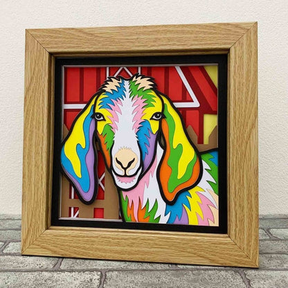 3D Goat Layered SVG For Cardstock/ Farmhouse Decoration/ Farm Animal Pop Art/ Colorful Goat 3D Papercraft SVG/ For Cricut/ For Silhouette