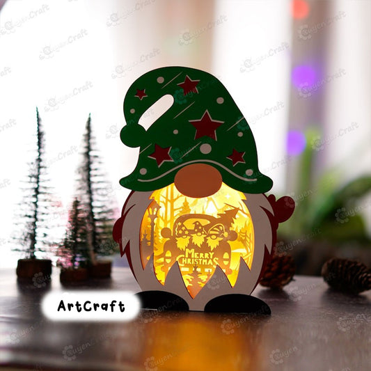 Christmas Truck Gnome Shadow Box PDF, SVG Light Box for Cricut Projects, ScanNcut, Cameo 4 - DIY Gnome Lantern with Christmas Truck Scene