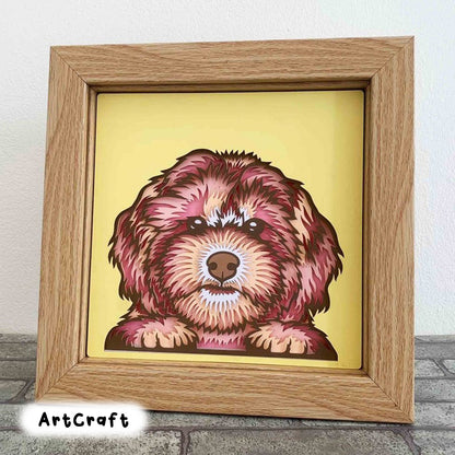 Peeking Puppy Layered SVG/ Labradoodle 3D Mandala/ Doodle Puppy Shadow Box/ SVG File For Cricut/ Multilayer For Laser/ Australian Doodle Dog