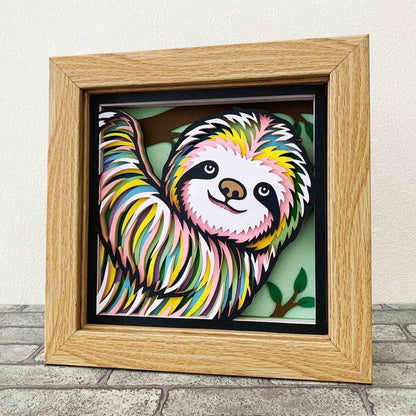 Sloth 3D Layered SVG For Cardstock/ Colorful Sloth Multilayer Cardstock/ 3D Sloth Mandala / Animal Papercraft/ For Cricut/ For Silhouette