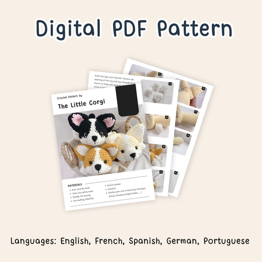 Crochet Pattern Corgi, Amigurumi Dog Puppy, PDF File Tutorial Pattern English Deutsch Français Español Português