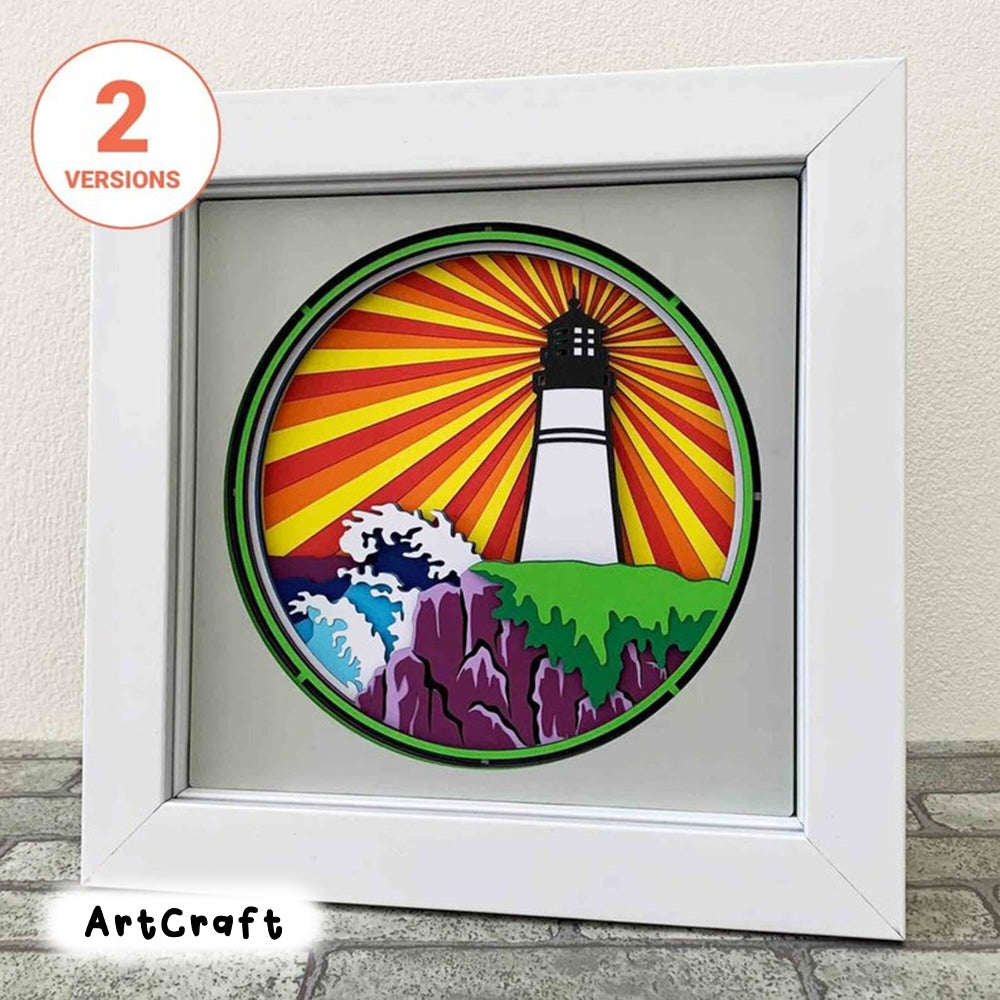 Lighthouse 3D Layered SVG/ Lighthouse Multilayer SVG/ Lighthouse And The Ocean Shadow Box/ Cricut Project/ Glowforge Cut File/ SVG For Laser