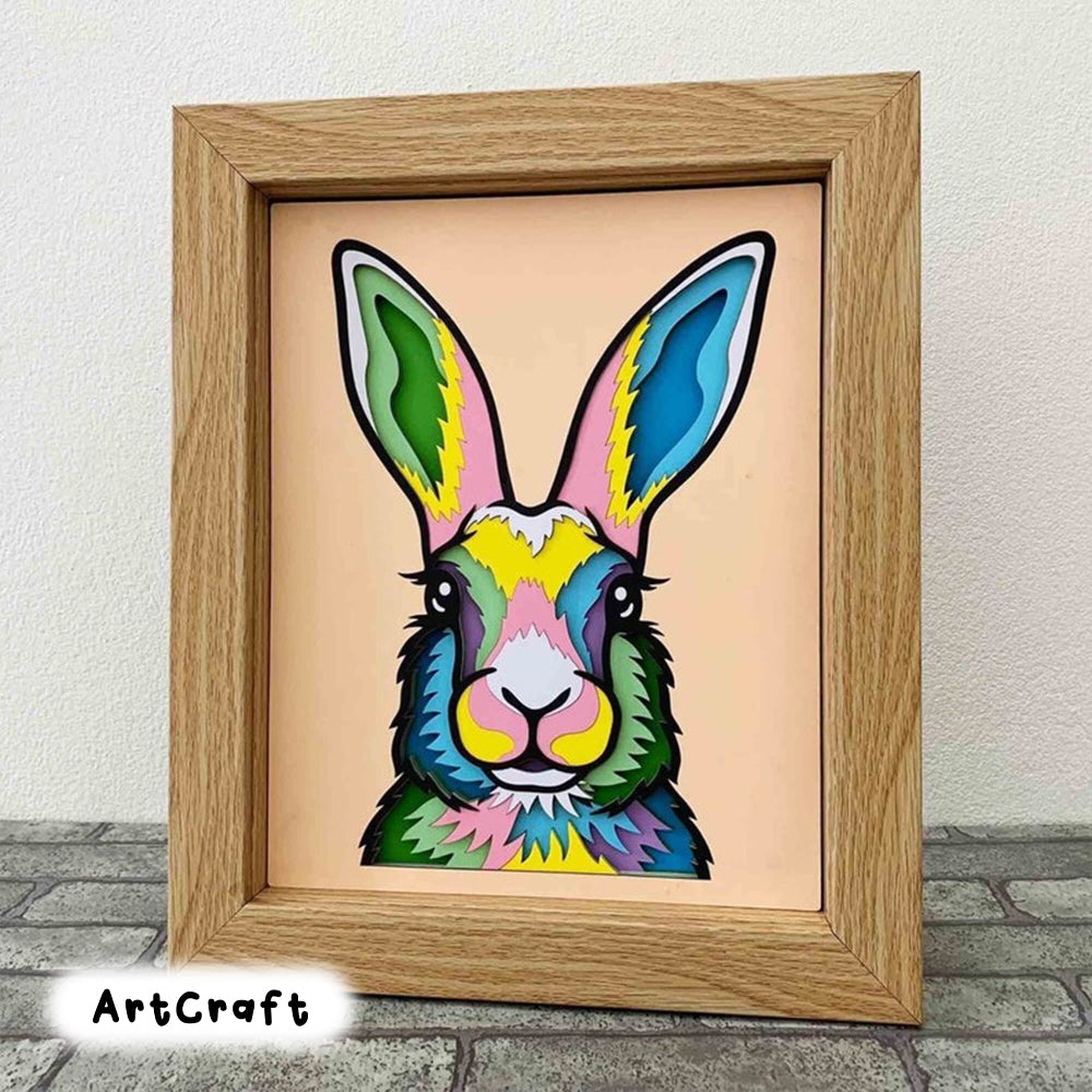 Rabbit 3D Layered SVG For Cardstock/ Colorful Rabbit Multilayer/ Animal Pop Art/ Wild Animal 3D Papercraft SVG/ For Cricut/ For Silhouette