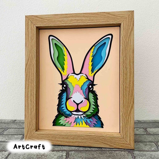 Rabbit 3D Layered SVG For Cardstock/ Colorful Rabbit Multilayer/ Animal Pop Art/ Wild Animal 3D Papercraft SVG/ For Cricut/ For Silhouette