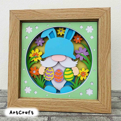 Easter Gnome 3D Shadow Box SVG/ Bunny Gnome Shadow Box/ Easter Decoration/ Gnome Easter Day 3D SVG/ SVG File For Cricut/ For Silhouette