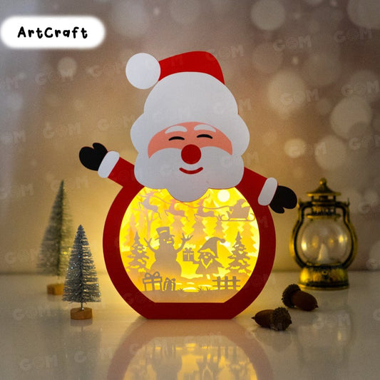 Santa Claus Shadow Box SVG - Gnomes Shadow Box - Christmas Shadow Box - DIY Paper Lanterns - Merry Christmas DIY Paper Lanterns