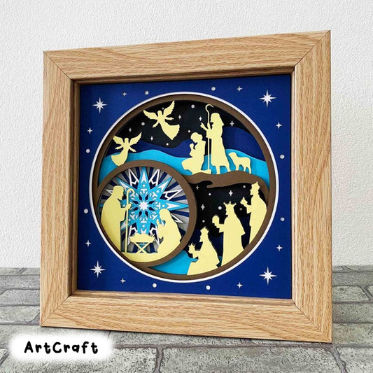 Nativity Scene Shadow Box SVG/ Nativity 3D Cardstock/ Christmas Home Decor/ 3D Shadow Box Christmas/ Jesus SVG/ For Cricut/ For Silhouette