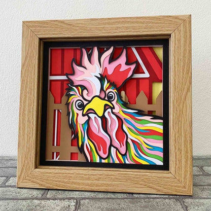 3D Chicken Layered SVG For Cardstock/ Farmhouse Decoration/ Farm Animal Pop Art/ Colorful Rooster 3D Papercraft/ For Cricut/ For Silhouette