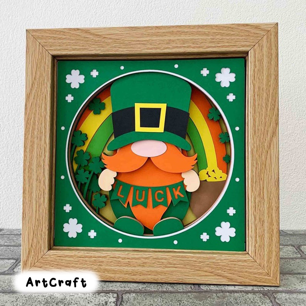 St Patrick's Gnome 3D Shadow Box SVG/ 3D Gnome Shadow Box/ St Patrick's Day Decoration/ Irish Gnome SVG/ SVG File For Cricut/ For Silhouette