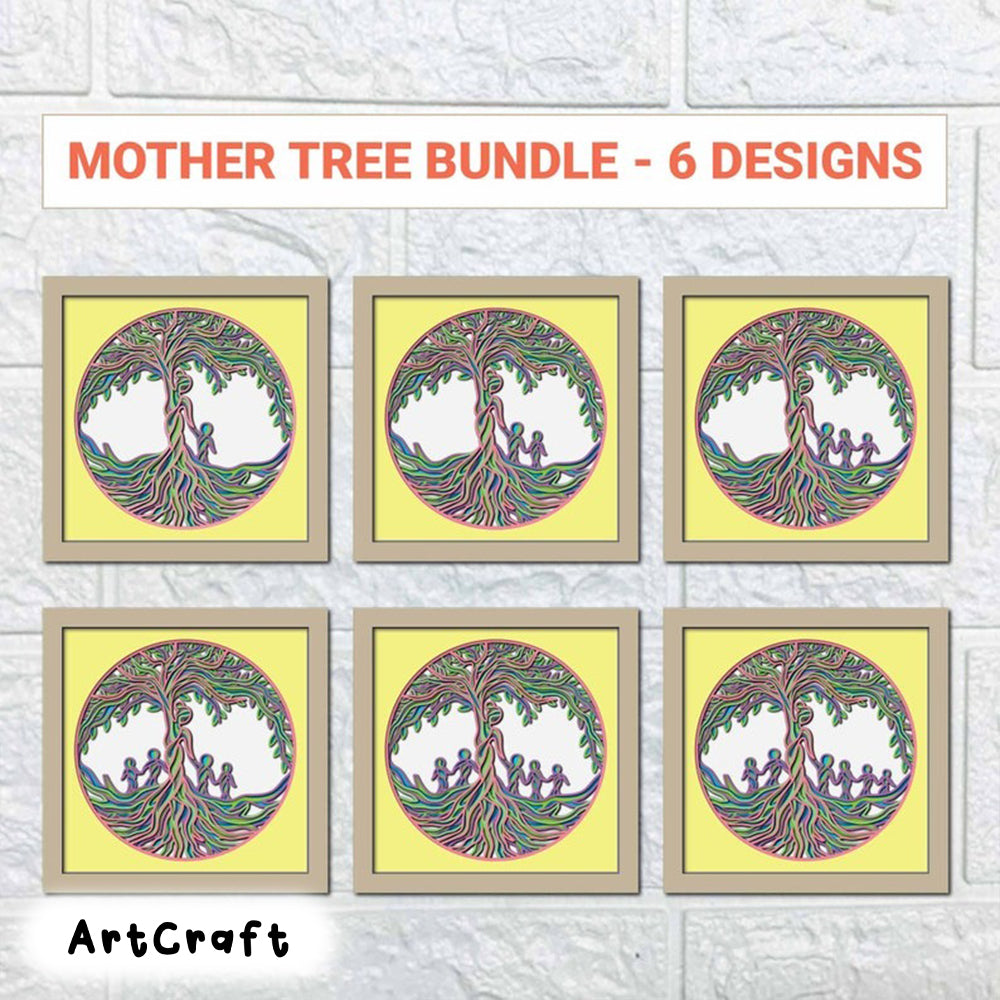 Mother Tree Of Life Mandala SVG/ Multilayer Mother Shadow Box/ Gift For Mama/ Mother's Day Gift Box/ Shadow Box Mom/ Grandma And Childs SVG