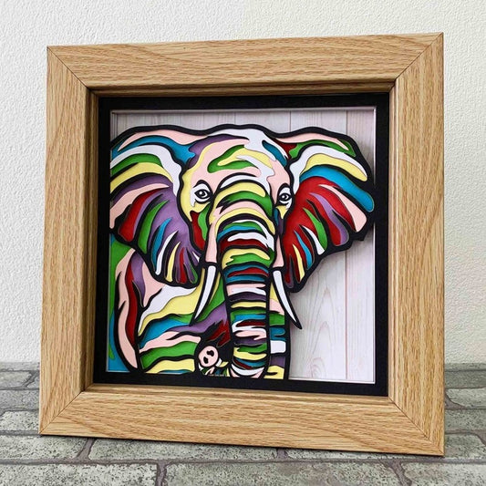 Elephant 3D Layered SVG For Cardstock/ Colorful Elephant Multilayer/ Animal Pop Art/ Wild Animal Papercraft SVG/ For Cricut/ For Silhouette