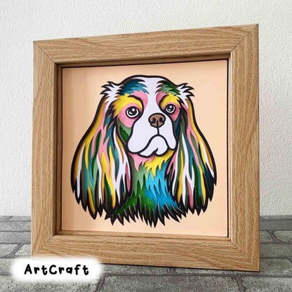 Cavalier King 3D Layered SVG/ Colorful Dog 3D Mandala/ 3D Dog Shadow Box/ 3D Dog Pop Art/ Pet Layer Cardstock/ For Cricut/ For Silhouette