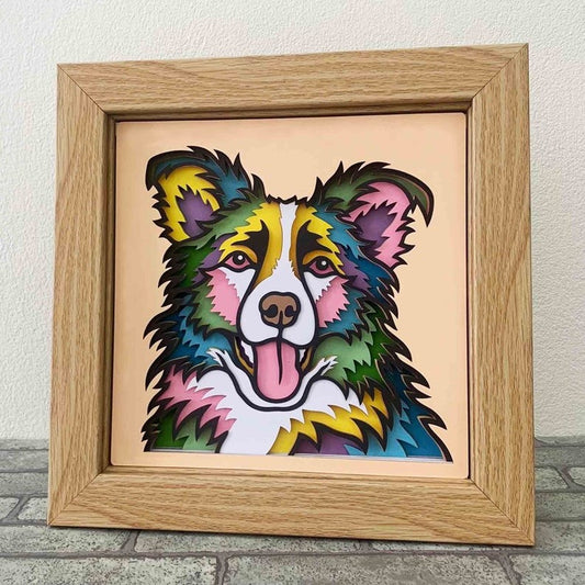 Colorful Border Collie 3D Layered SVG/ 3D Dog Shadow Box/ Dog Mandala 3D SVG/ Pet 3D Cardstock/ SVG File For Cricut/ Multilayer For Laser/