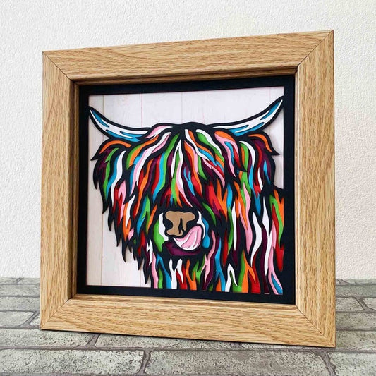 Highland Cow 3D Layered SVG For Cardstock/ Colorful Cow Multilayer/ Cow Mandala Pop Art/ Highland Cow 3D Papercraft SVG/ SVG File For Cricut