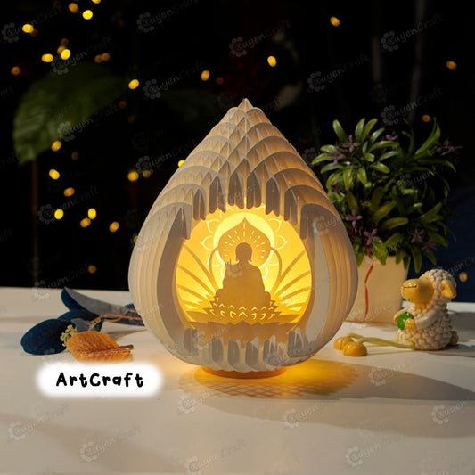 Buddha Pop Up SVG Template, Buddha Lanterns Paper Cut Light Box 3D Sphere Popup, Buddha Lamp SVG for Cricut Projects, DIY buddha gifts