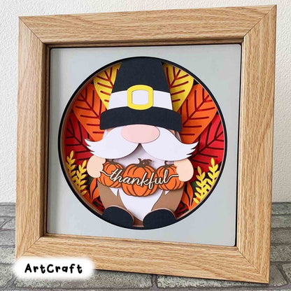 Thanksgiving Gnome 3D Shadow Box SVG/ Thankful Shadow Box/ Thanksgiving Gift Box/ Gnome Turkey 3D SVG/ SVG File For Cricut/ For Silhouette