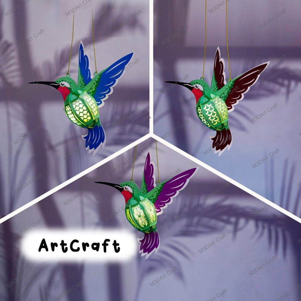 Set 3 Hummingbird Lanterns PDF, SVG Templates for Cricut Project - Paper Lantern Cutting DIY Hummingbird Decorations, Shadowbox svg file