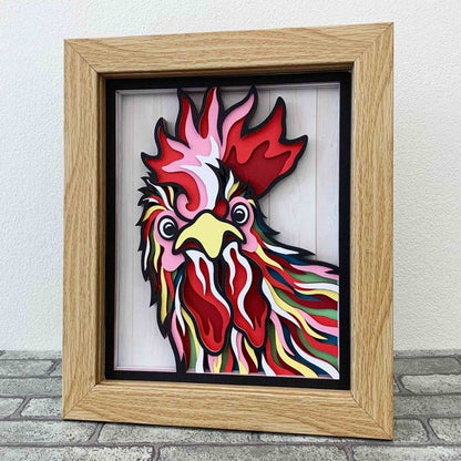 Peeking Rooster 3D Layered SVG For Cardstock/ Colorful Chicken Multilayer SVG/ Farmhouse Decor/ Farm Animal 3D Pop Art/ SVG File For Cricut