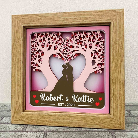 3D Personalized Love Trees SVG/ Wedding Shadow Box 3D SVG/ Valentine's Day Gift Box SVG/ Established Date Gift/ For Cricut/ For Silhouette