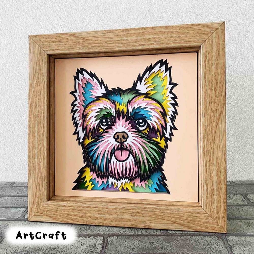 Yorkshire Terrier 3D Layer SVG/ Colorful Yorkshire Terrier/ 3D Dog Shadow Box/ Pet Memorial/ Pet Layer Cardstock/ For Cricut/ For Silhouette