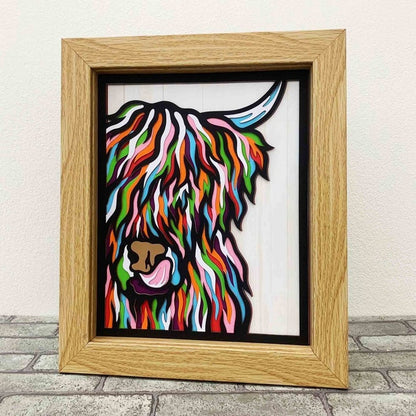 Highland Cow 3D Layered SVG/ Multicolor Cow Cardstock/ Cow Mandala Pop Art/ Highland Cow 3D Papercraft SVG/ File For Cricut/ For Silhouette