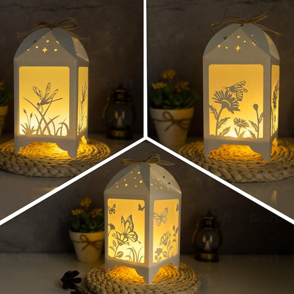 Combo 3 Insect Lantern Template - Paper Cut - Lantern Bee, Butterfly, Dragonfly - DIY Paper Lanterns