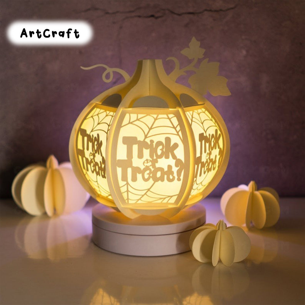 Trick or Treat Lantern SVG - Pumpkin Lantern Template - Happy Halloween - Paper Cut - Light Box SVG File - DIY Paper Lanterns