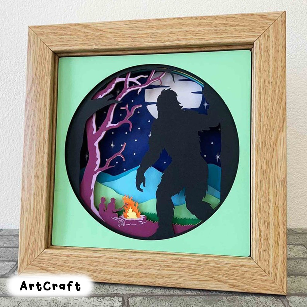 Sneaky Bigfoot Shadow Box SVG/ 3D Camping SVG/ Bigfoot Campsite Shadow Box/ Fall Camping Cricut Project/ SVG File For Cricut/ For Silhouette