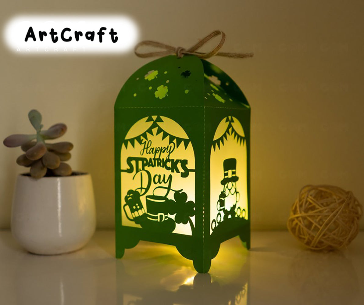 Happy Patrick's day Lantern Template PNG - Paper Cut - Lightbox SVG File - DIY Paper Lanterns