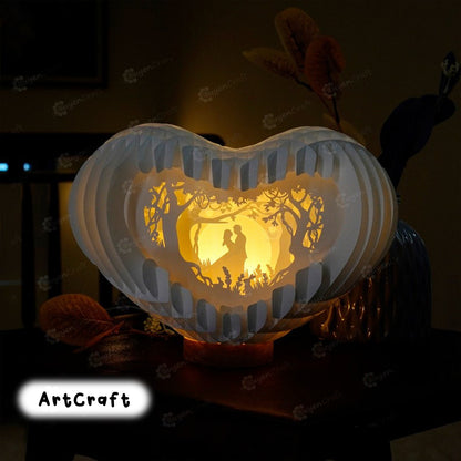 Heart 3D Pop-up Card Light Box PDF, SVG Template Paper Cutting, 3D Heart Lighting - Globe Popup, Lamp Paper Shadow Papercut, Sliceform Art