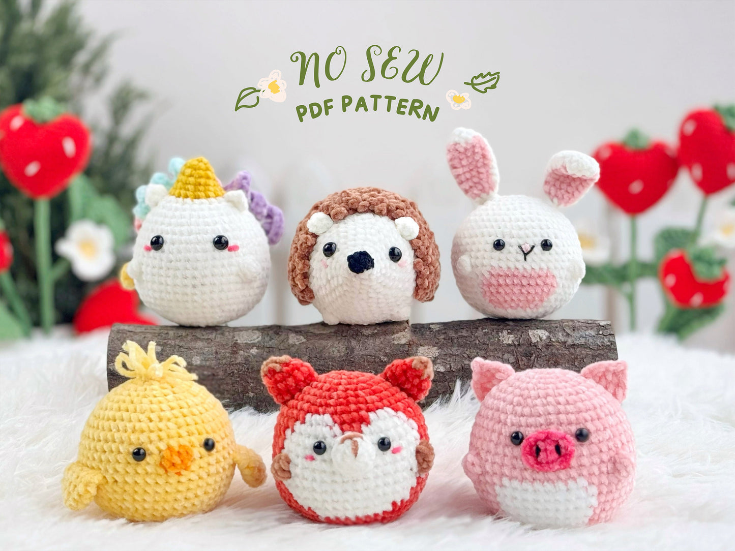 No Sew Amigurumi Crochet Pattern, No Sew Crochet | Fox Pattern, Hedgehog Pattern, Unicorn Pattern, Chick Pattern, Bunny Pattern, Pig Pattern