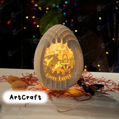 Happy Easter Eggs Pop up, PDF, SVG, Studio Template 3D Papercut Light Box Sliceform Paper Sphere Popup, 3d lamp svg, Easter night light