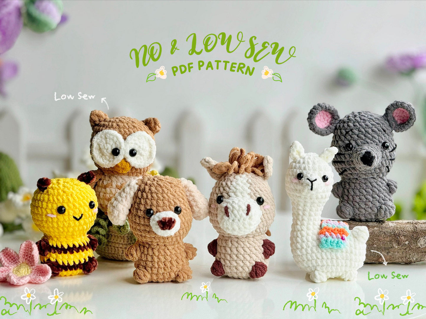 No Sew Adorable Farm Crochet Pattern, No Sew Amigurumi Crochet Patterns | Owl Crochet, Llama Crochet, Horse Crochet pattern