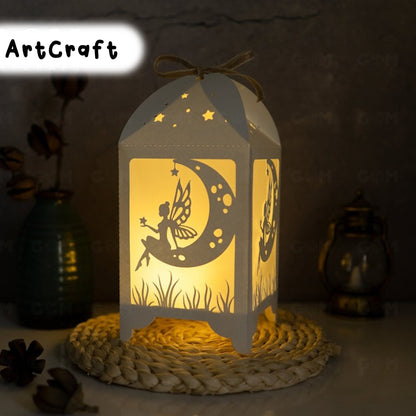 Moon Fairy Lantern template - Paper Cut - Light Box SVG File - DIY Paper Lanterns