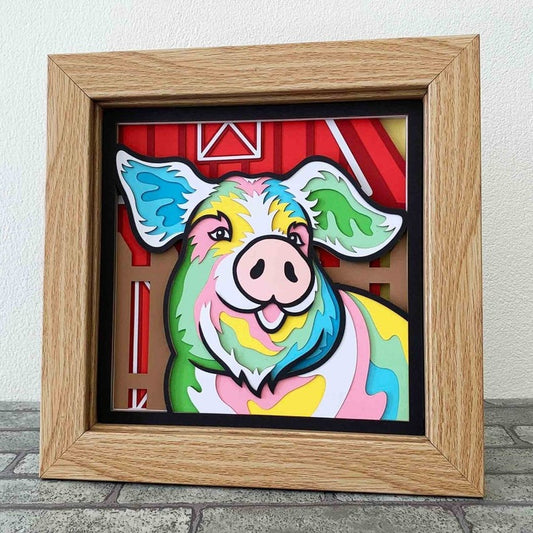 3D Pig Layered SVG For Cardstock/ Farmhouse Decoration/ Farm Animal Pop Art/ Colorful Pig 3D Papercraft SVG/ For Cricut/ For Silhouette