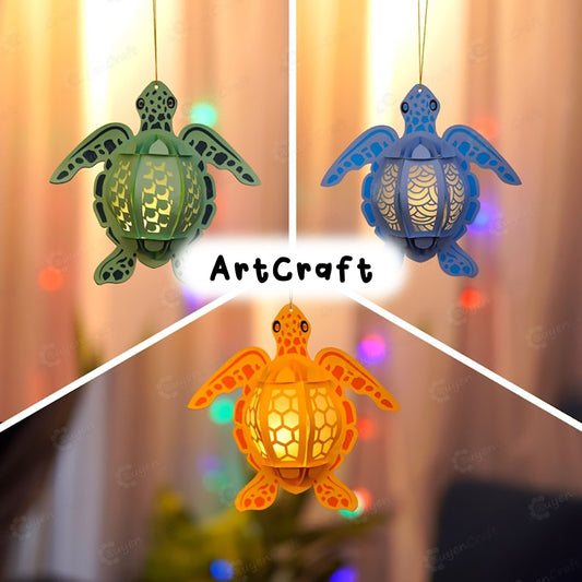 Set 3 Turtle Lantern PDF, SVG, Studio Templates - Turtle Paper Lantern for For Children's Room Decor, Diy gifts for kids, DIY Fisherman Gift