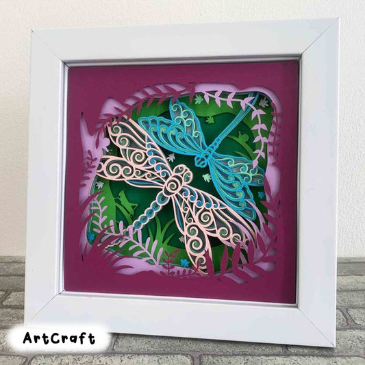 Dragonflies 3D Shadow Box SVG/ Multilayer Dragonfly Mandala/ 3D Layered Cardstock/ Anniversary Gift/ For Cricut/ For Laser/ For Silhouette