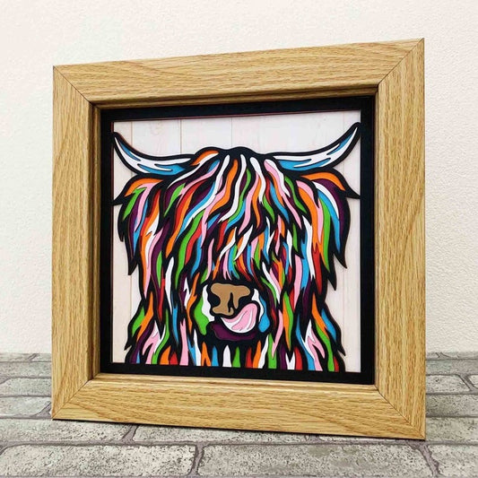 Highland Cow 3D Layered SVG For Cardstock/ Colorful Cow Wall Art/ Multicolor Cow 3D Mandala/ Highland Cattle SVG/ For Cricut/ For Silhouette