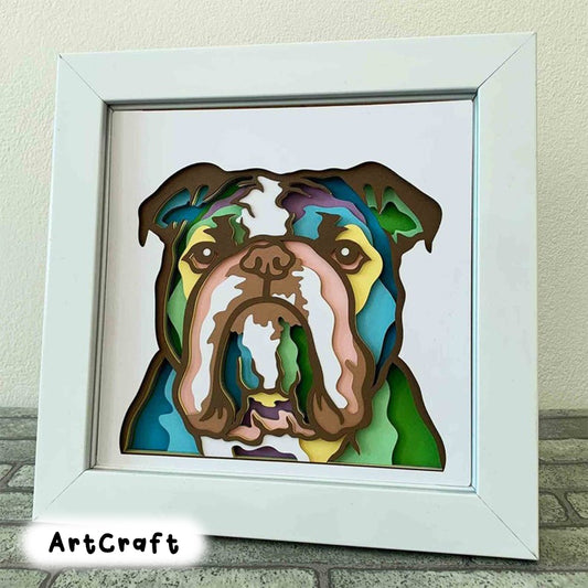 Bulldog 3D Layered SVG For Cardstock/ Colorful Bulldog 3D Multilayer SVG/ Dog Mandala Pop Art/ Pet 3D Papercraft/ SVG File For Cricut