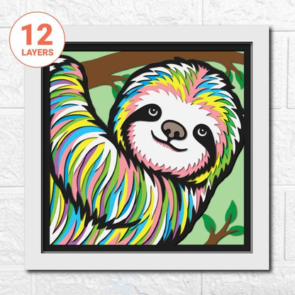 Sloth 3D Layered SVG For Cardstock/ Colorful Sloth Multilayer Cardstock/ 3D Sloth Mandala / Animal Papercraft/ For Cricut/ For Silhouette