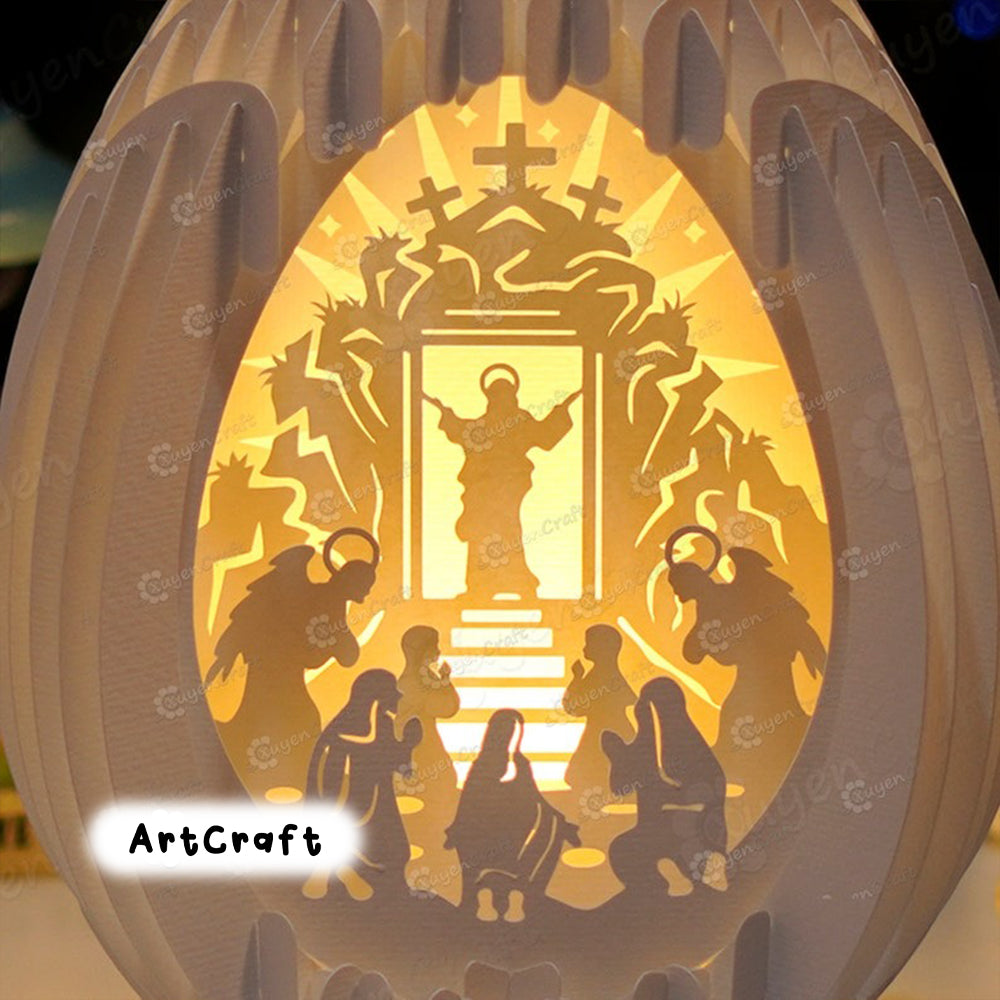 Pack 3 Jesus Risen, 3D Easter Egg PDF, SVG for Cricut Projects, Cameo4, Easter Eggs Pop up, Easter Jesus Christ Is Risen, Jesus in cross