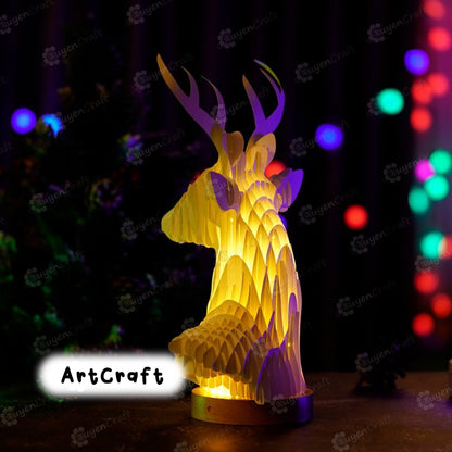 3D Reindeer Sliceform Pop Up SVG Template creating Deer Head Pop Up - Diy Christmas Decorations for Merry Christmas - Sliceform Papercraft