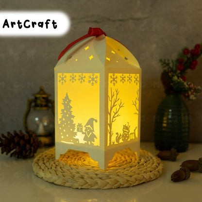 Combo 4 Merry Christmas Lantern Template - Paper Cut - Light Box SVG File - DIY Paper Lanterns