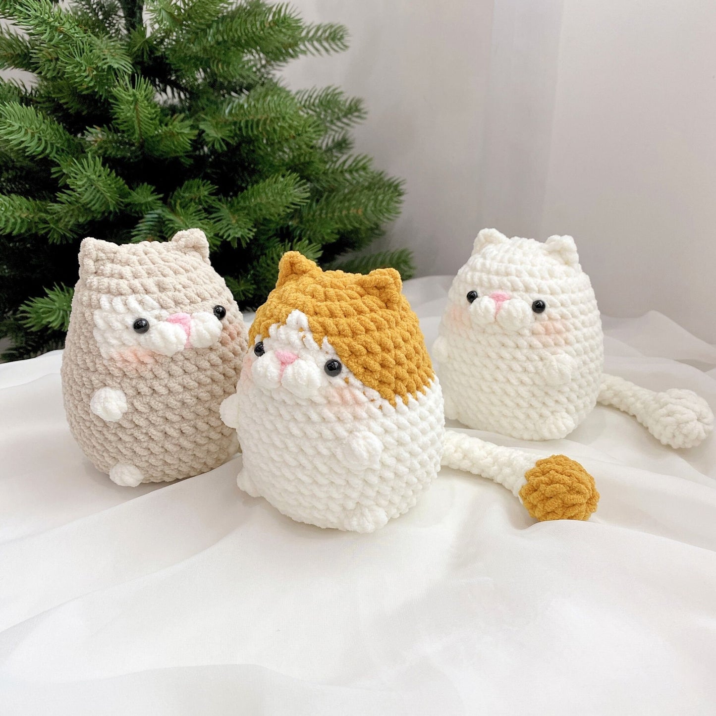 No sew 3in1 Chubby Cat Crochet Pattern Bundle, Plushie Amigurumi PDF File Tutorial in English Deutsch Français Español Português