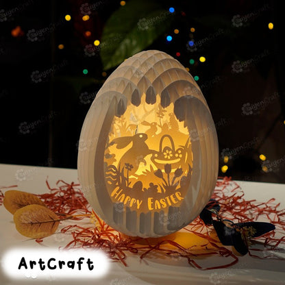 Happy Easter Eggs Pop up, PDF, SVG, Studio Template 3D Papercut Light Box Sliceform Paper Sphere Popup, 3d lamp svg, Easter night light