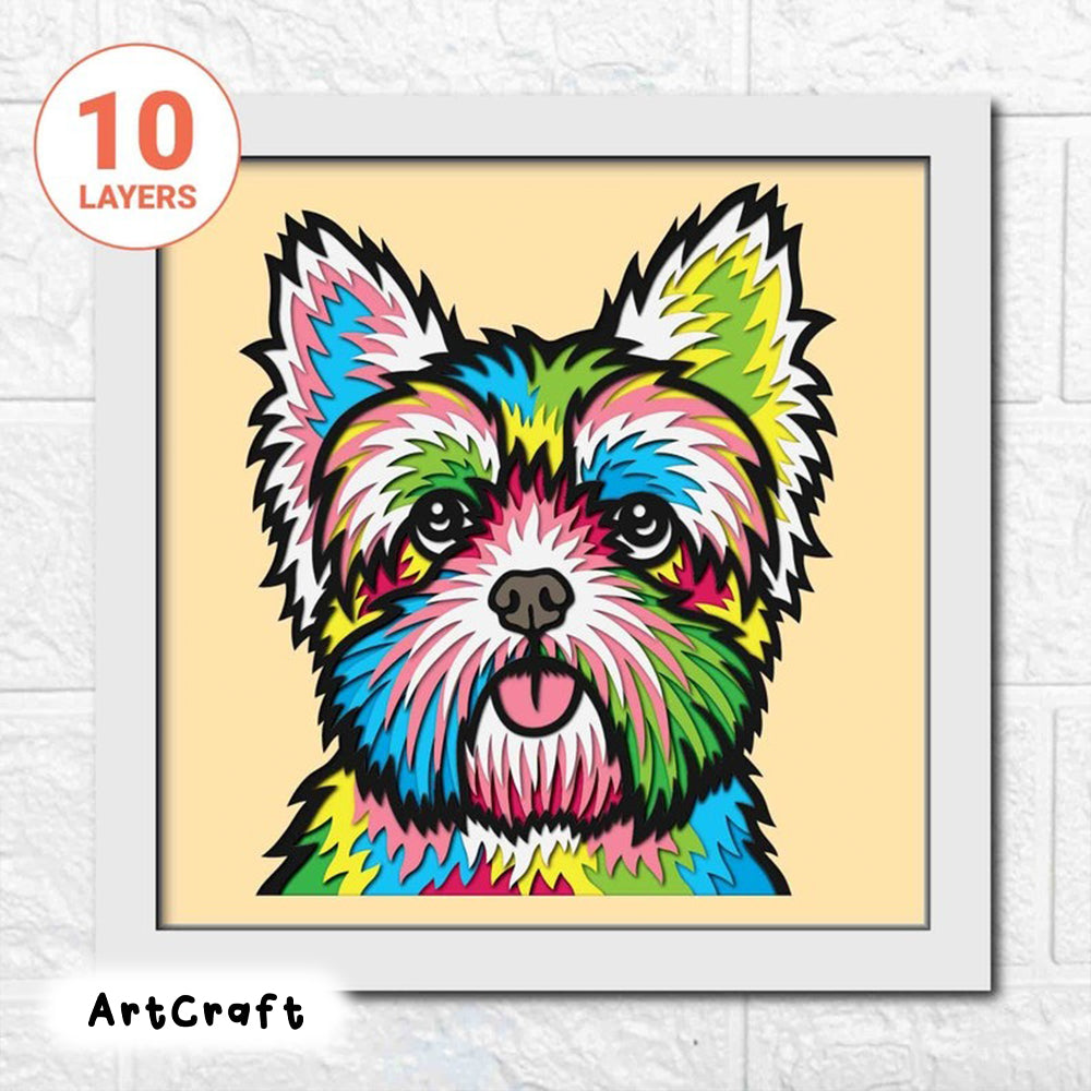 Yorkshire Terrier 3D Layer SVG/ Colorful Yorkshire Terrier/ 3D Dog Shadow Box/ Pet Memorial/ Pet Layer Cardstock/ For Cricut/ For Silhouette