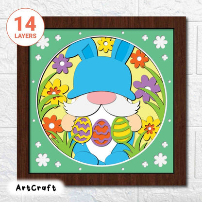 Easter Gnome 3D Shadow Box SVG/ Bunny Gnome Shadow Box/ Easter Decoration/ Gnome Easter Day 3D SVG/ SVG File For Cricut/ For Silhouette