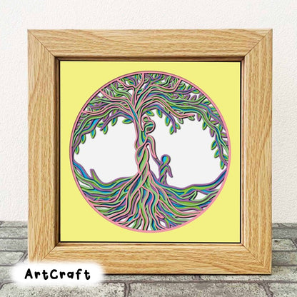 Mother Tree Of Life Mandala SVG/ Multilayer Mother Shadow Box/ Gift For Mama/ Mother's Day Gift Box/ Shadow Box Mom/ Grandma And Childs SVG